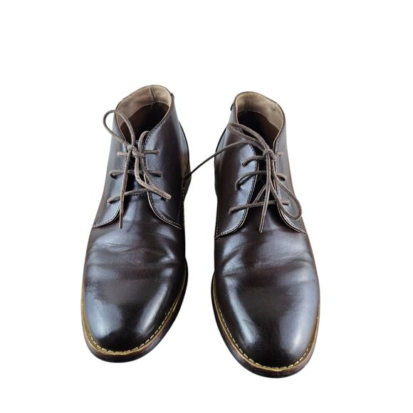 Zriang Mens Brown Leather Round Toe Lace-Up Ankle Chukka Boots Size 8 - Picture 2 of 9